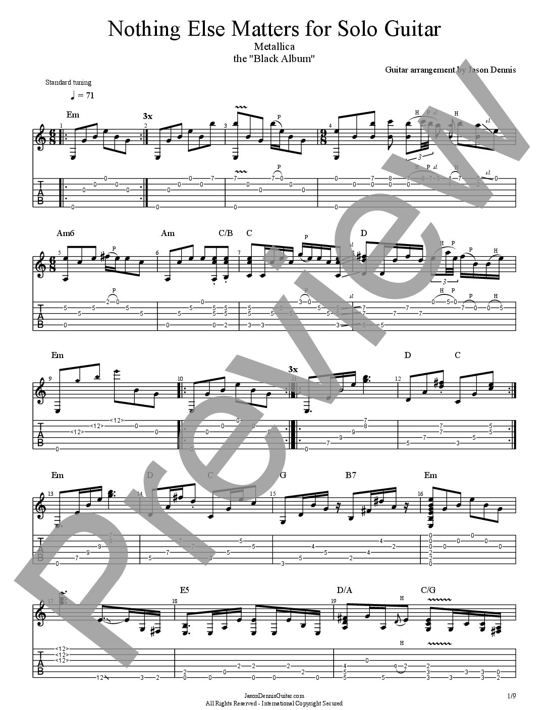 Nothing Else Matters by Metallica - Instrumental | Solo Guitar Arrangement