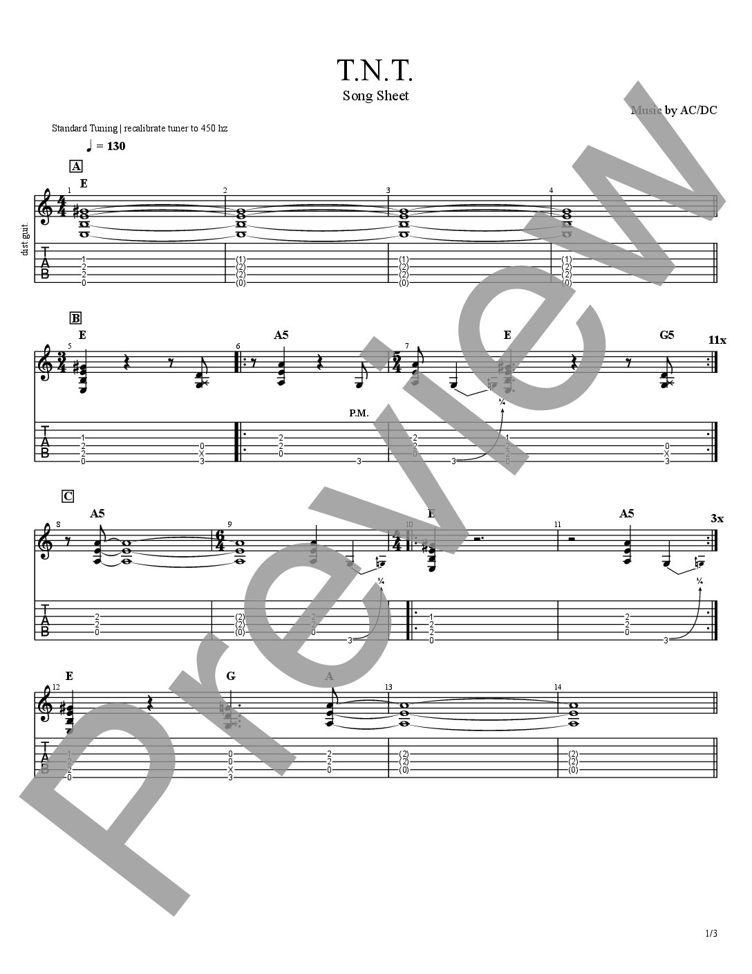 T.N.T. by AC/DC | Song Sheet