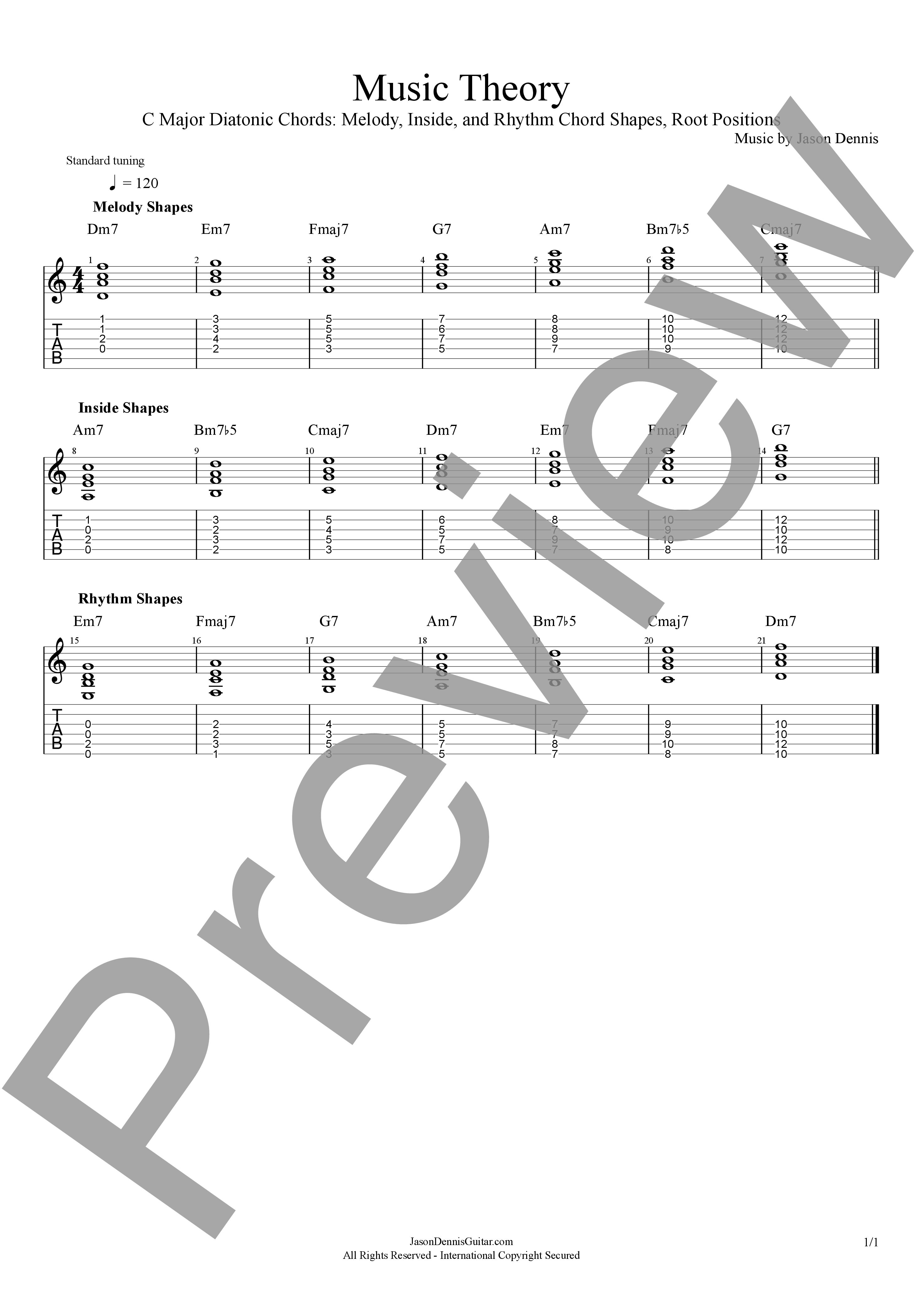 C Major Diatonic Chords | Melody, Inside, and Rhythm Chord Shapes | Root Position | Music Theory