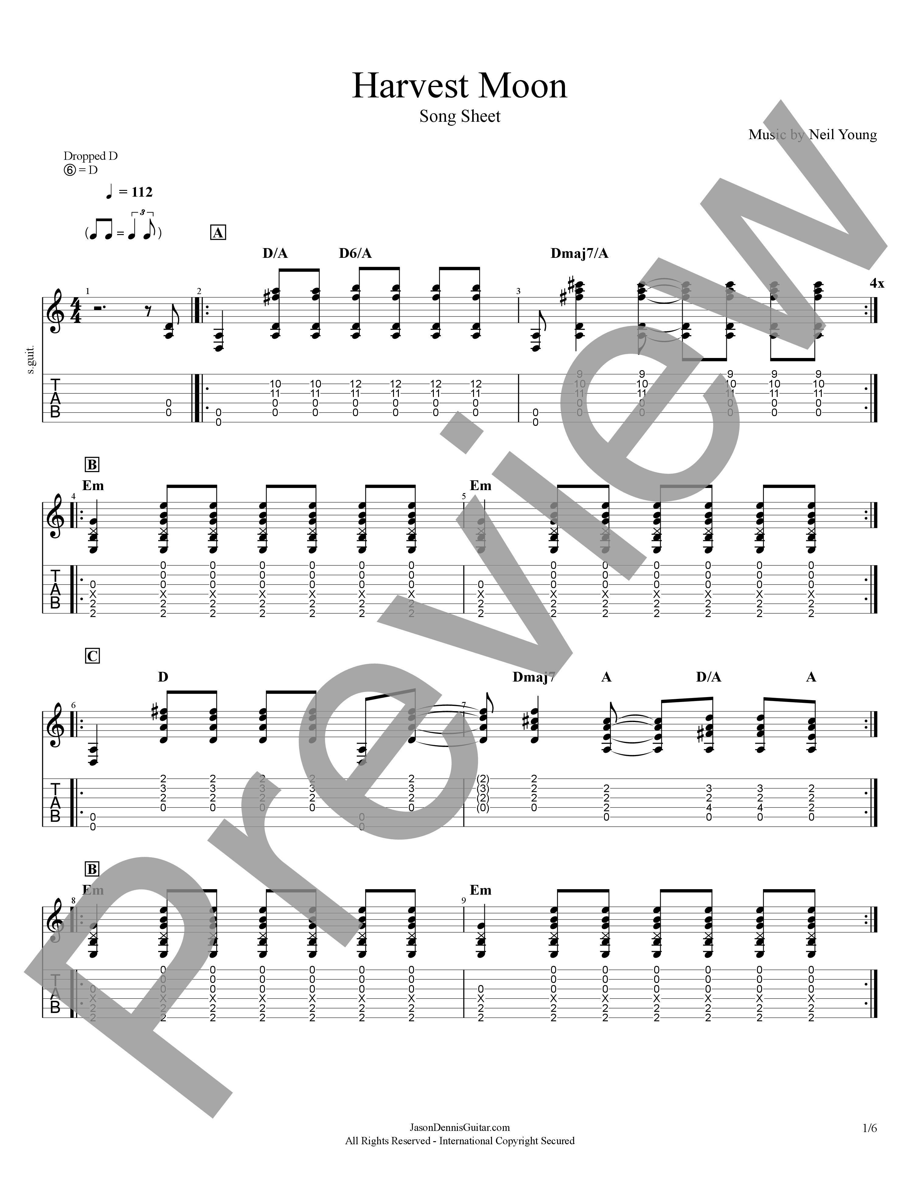 Harvest Moon by Neil Young | Song Sheet