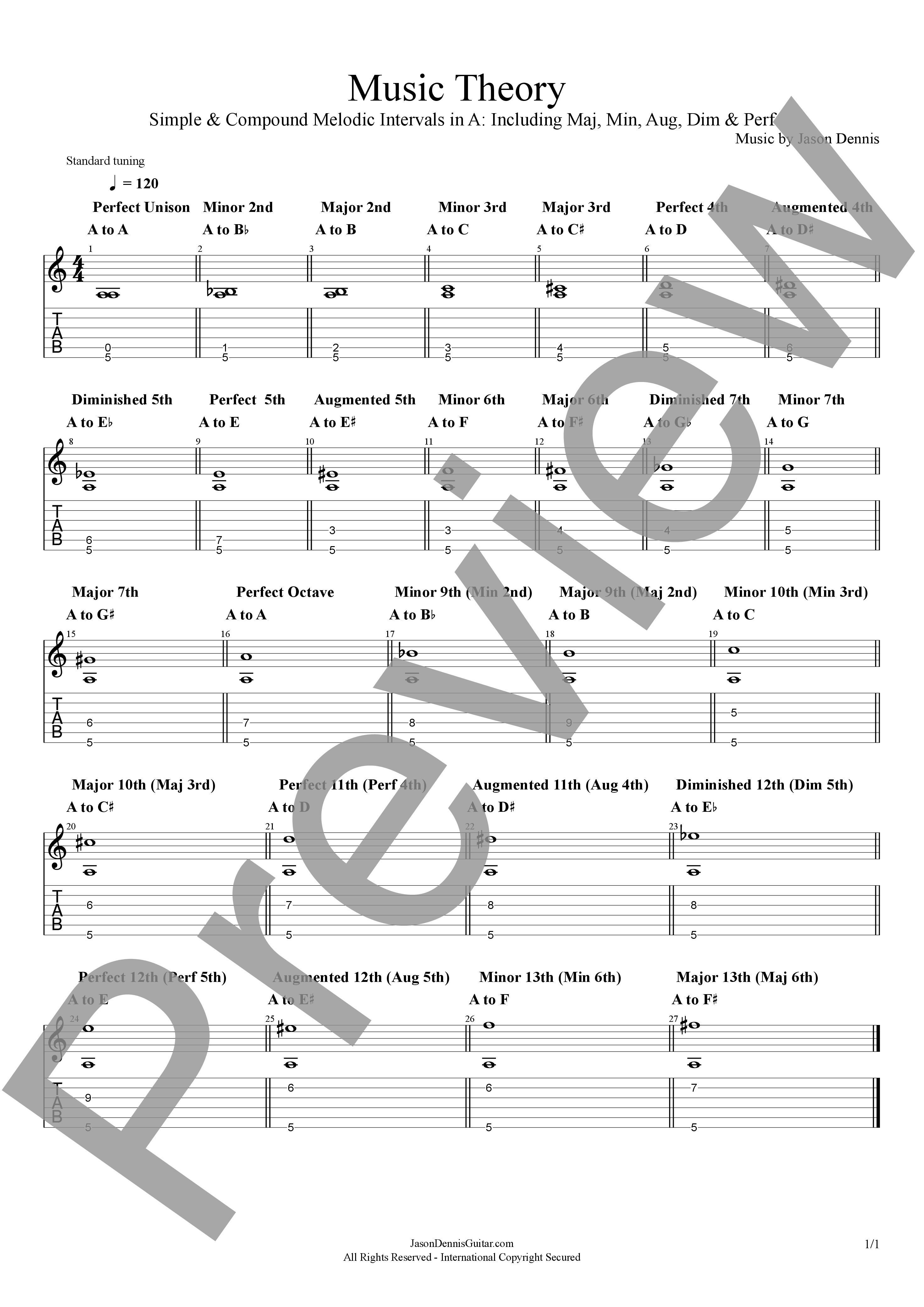 Simple & Compound Harmonic Intervals in A | Including Maj, Min, Aug, Dim & Perf | Music Theory