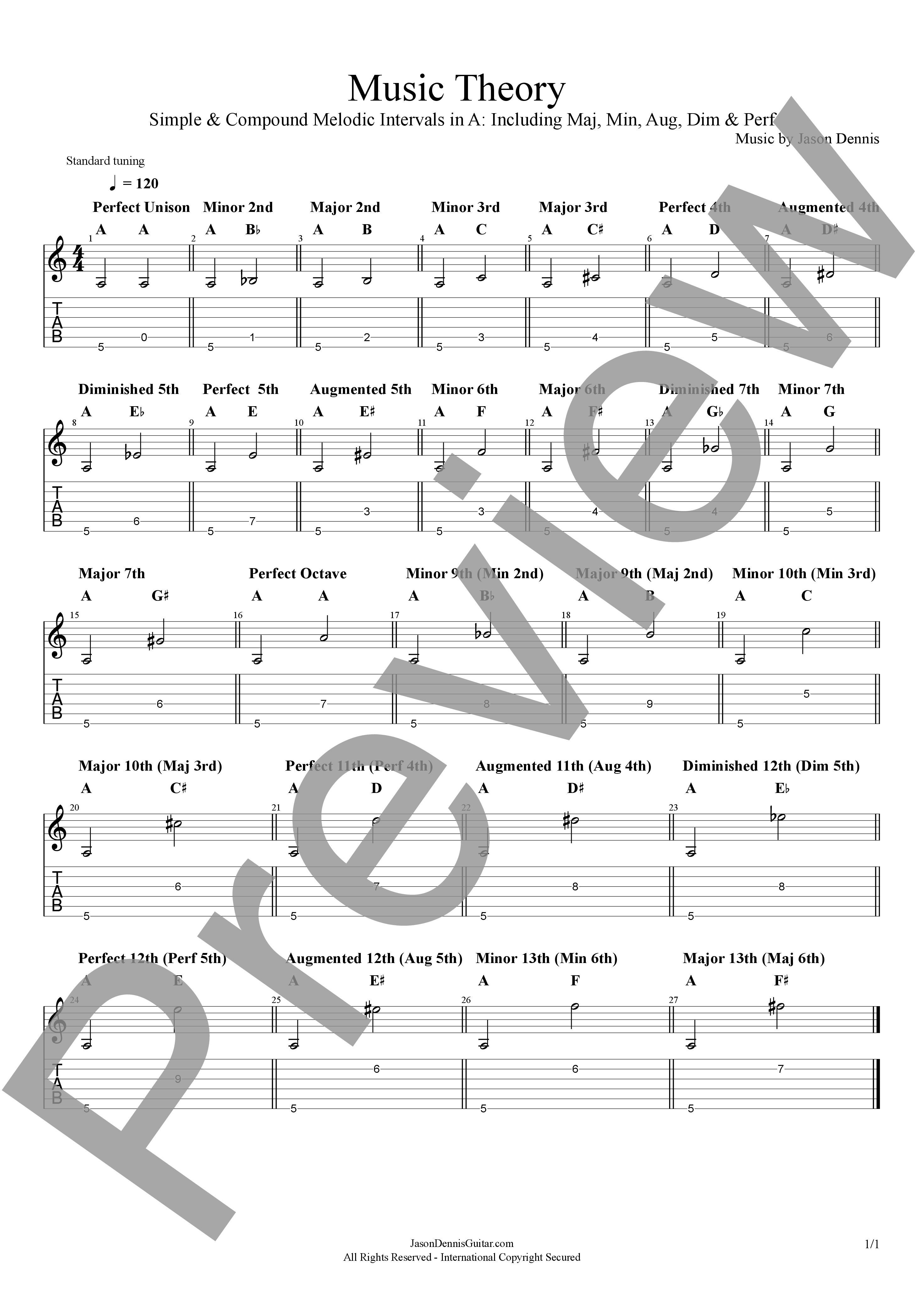 Simple & Compound Melodic Intervals in A | Including Maj, Min, Aug, Dim & Perf | Music Theory
