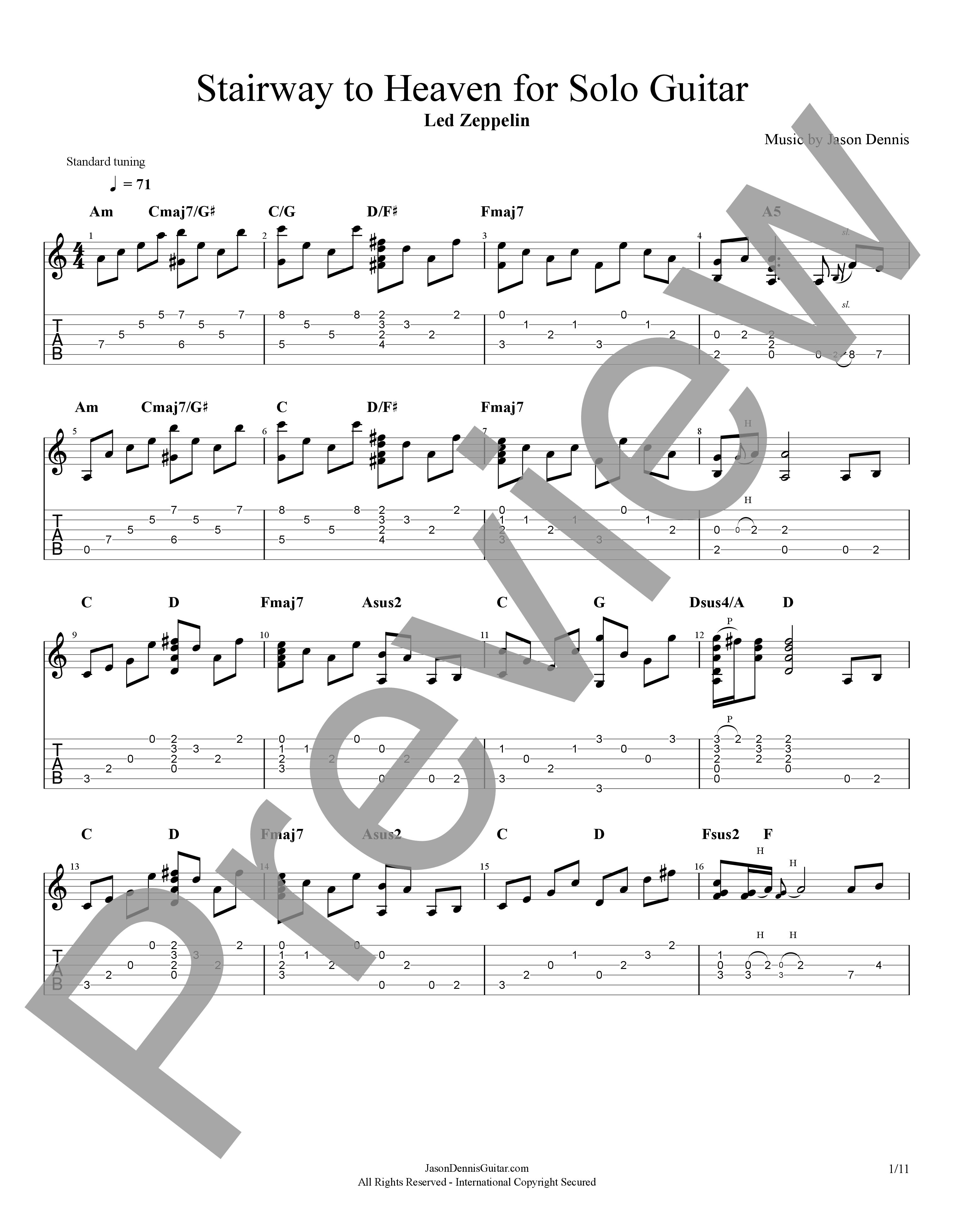 Stairway to Heaven by Led Zeppelin - Instrumental | Solo Guitar Arrangement