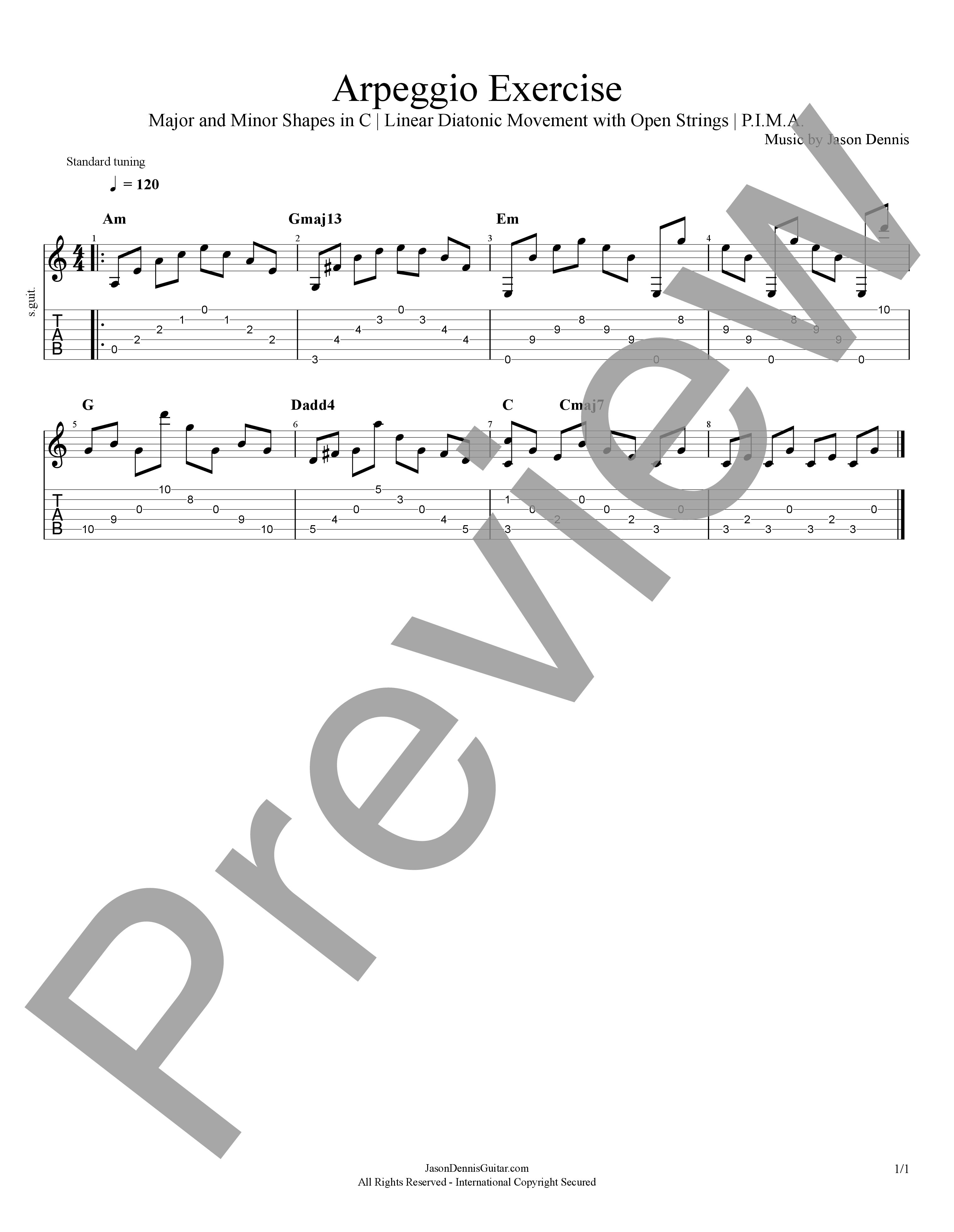 Major and Minor Shapes in C | Linear Diatonic Movement with Open Strings | P.I.M.A.