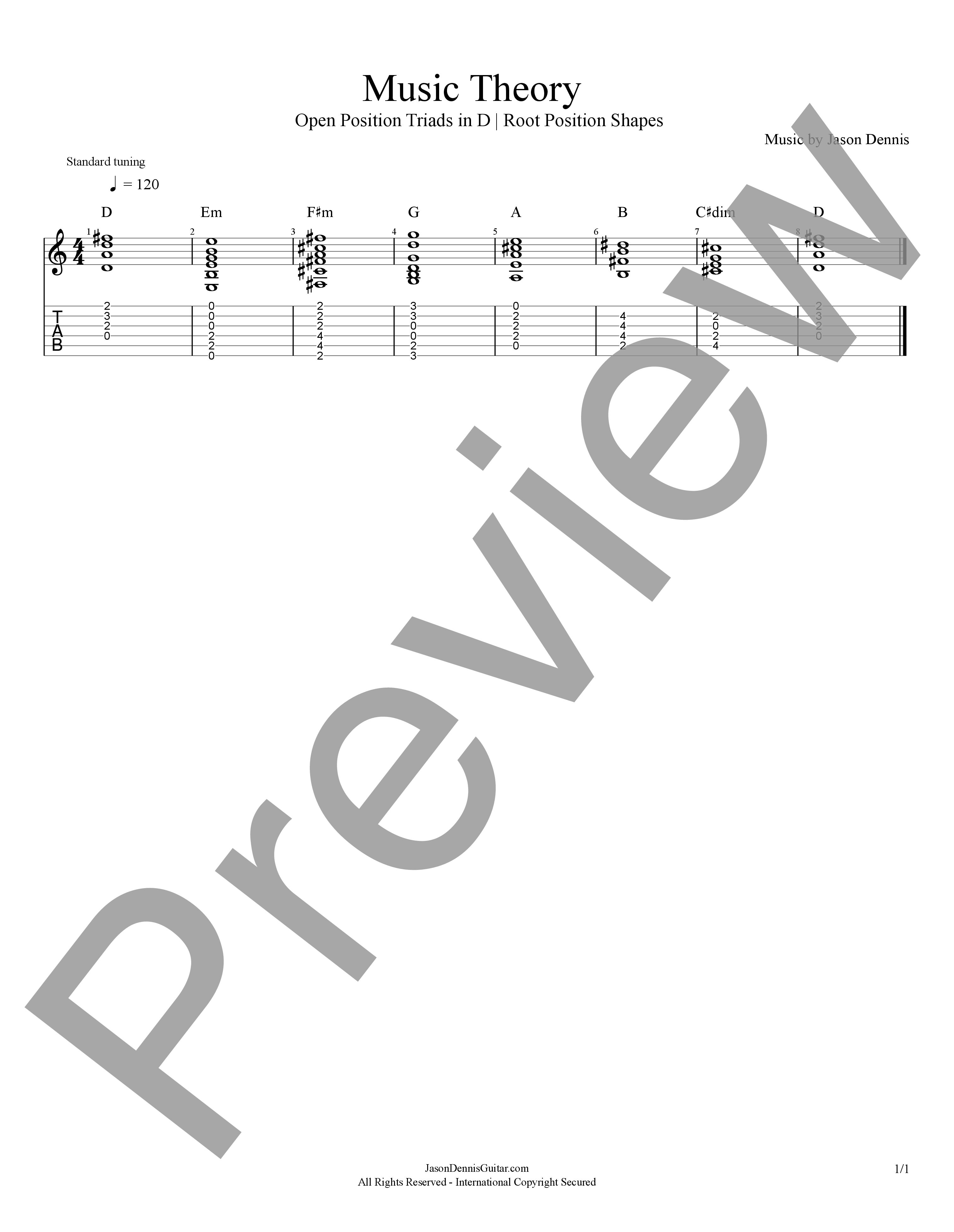 Open Position Triads in D | Root Position Shapes