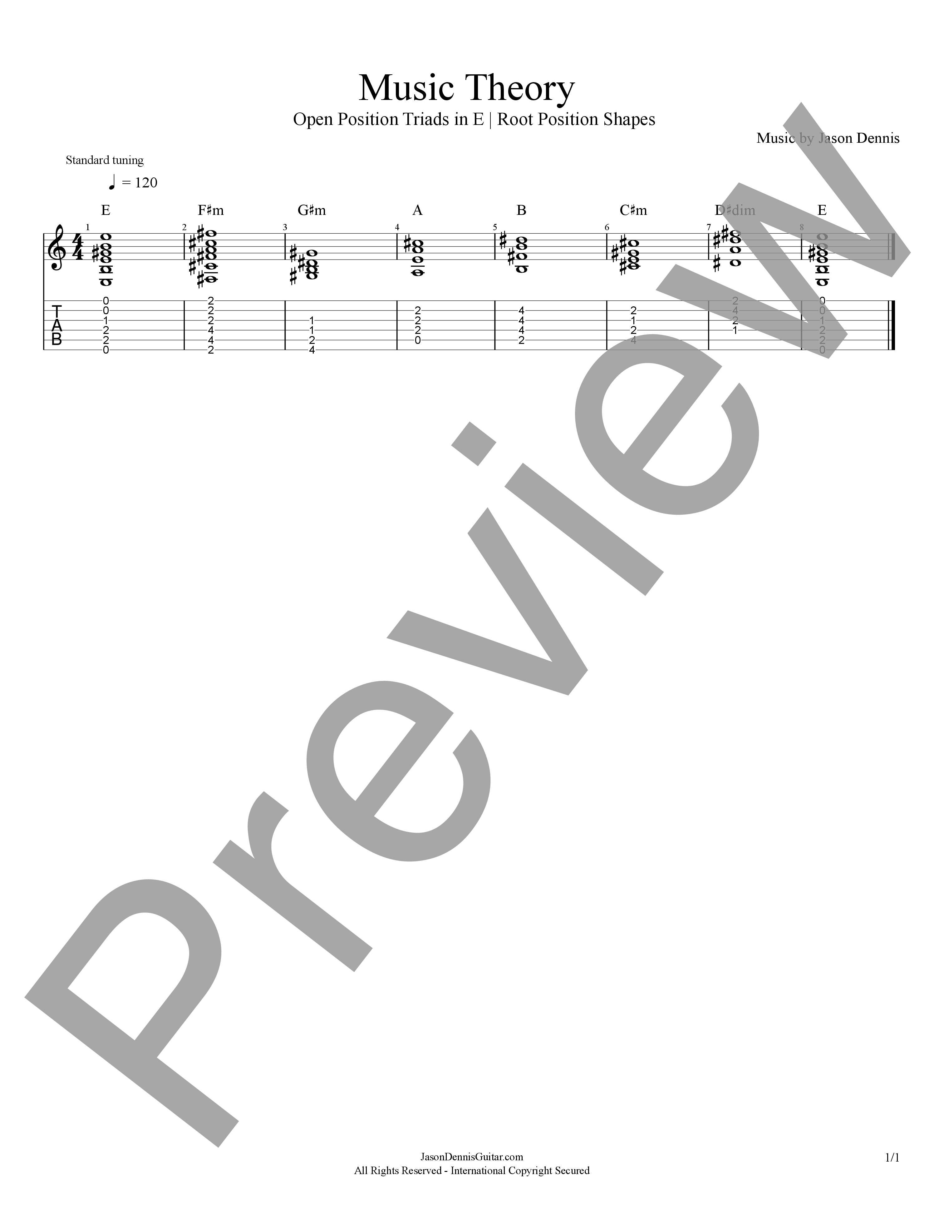 Open Position Triads in E | Root Position Shapes | Music Theory