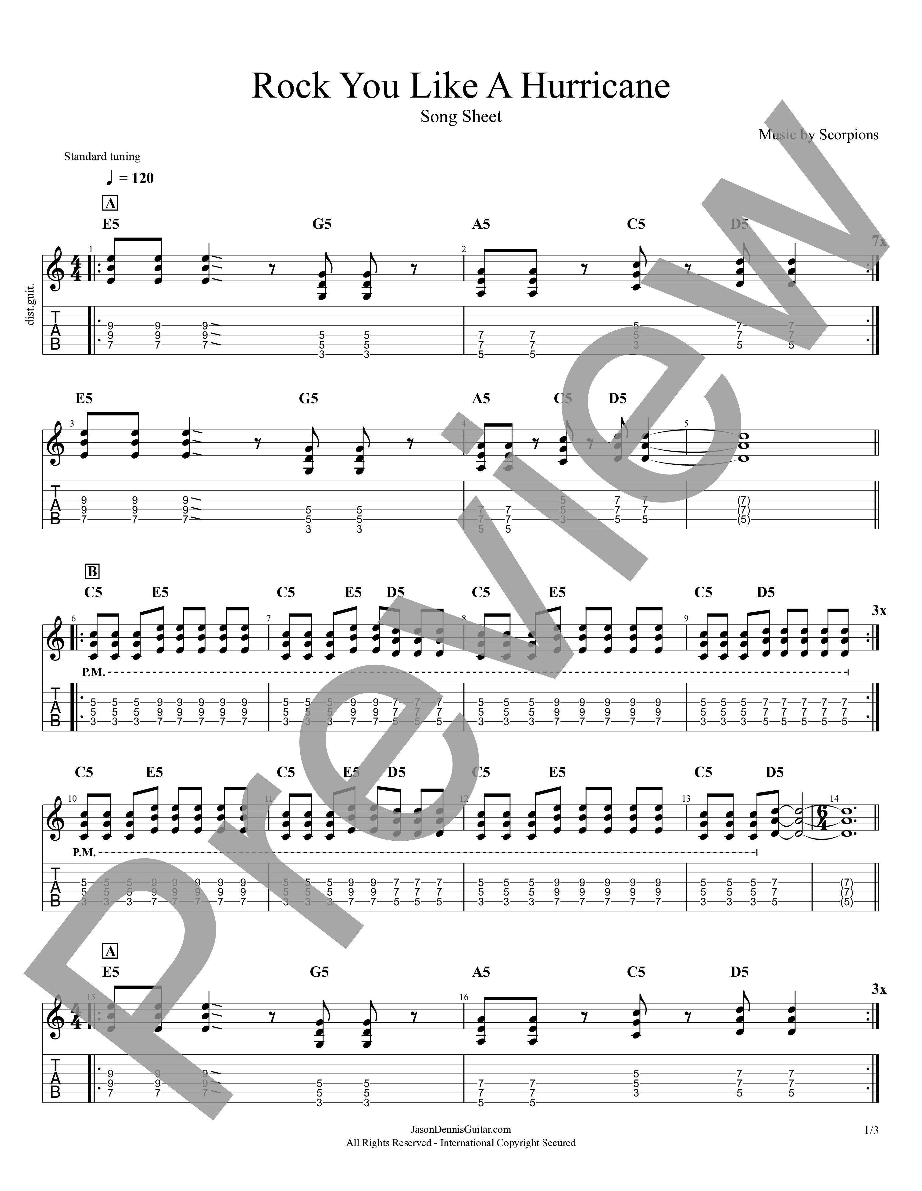 Rock You Like A Hurricane by Scorpions | Song Sheet
